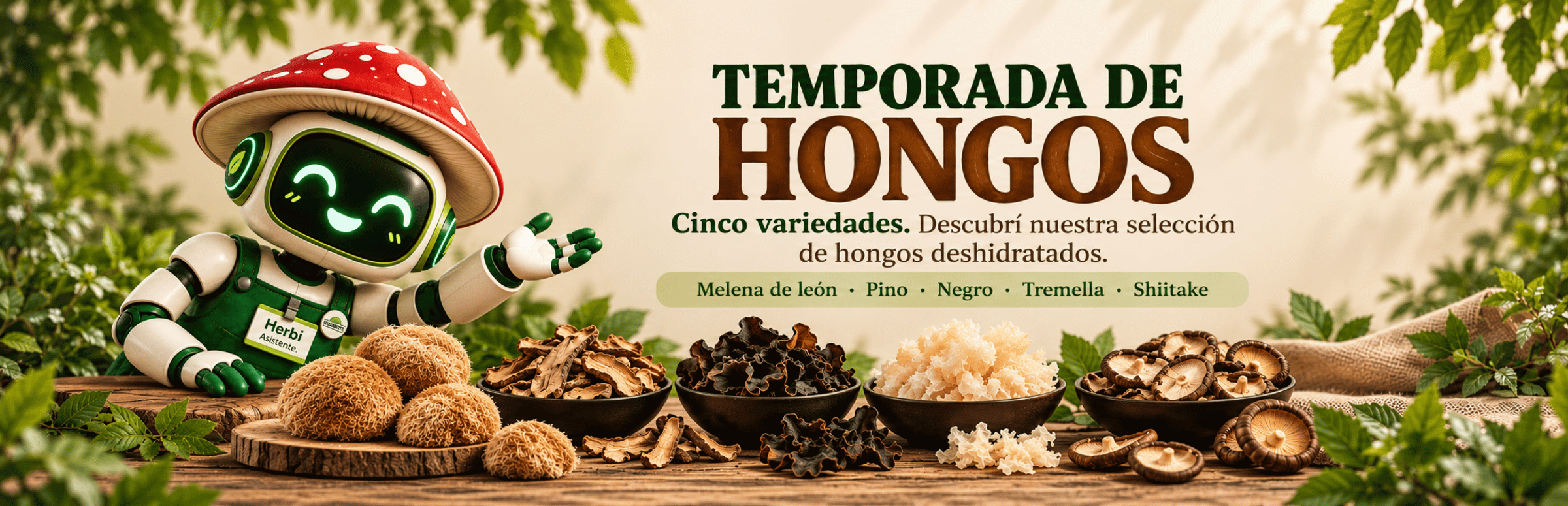 HONGOS HERBOESTE SHIITAKE TREMELLA MELENA DE LEON PINO