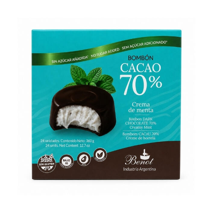 BENOT BOMBON 70% RELLENO DE CREMA DE MENTA X 24 UNID.