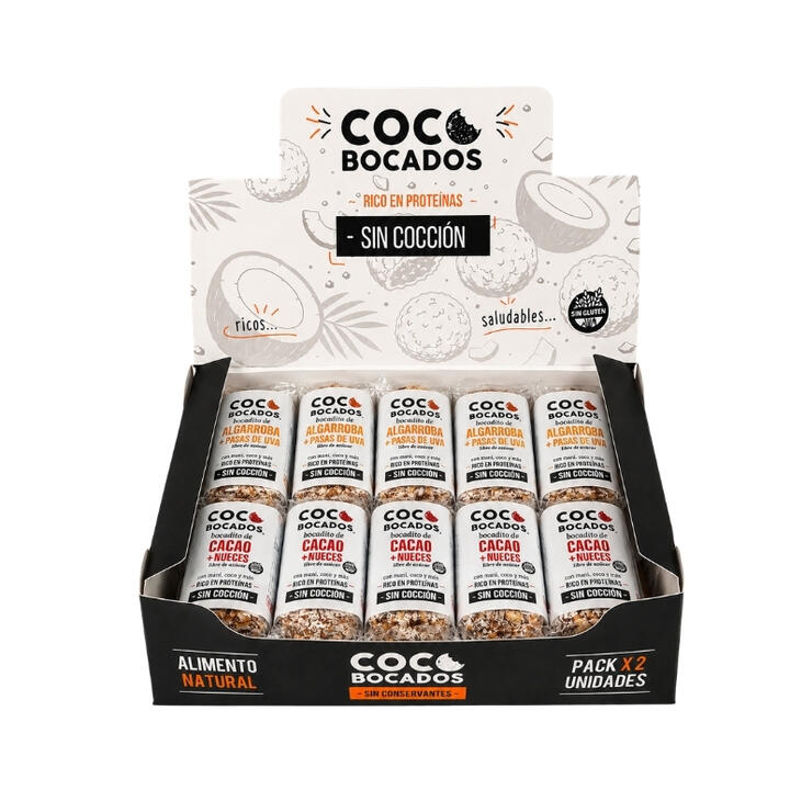 COCO BOCADOS MIXTO (CACAO Y NUECES - ALGARROBA Y PASAS DE UVA) X 30 UNID.