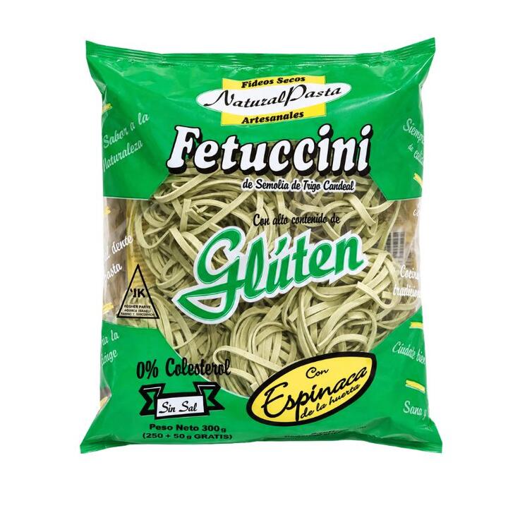 NATURAL PASTA FIDEOS FETUCCINI DE ESPINACA X 300 GR.