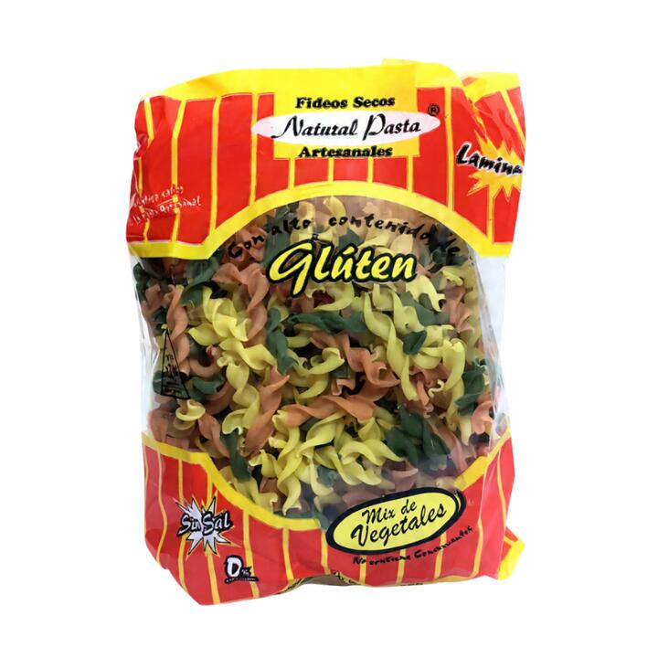 NATURAL PASTA FIDEOS FUSILE MIX VEGETALES X 300 GR.