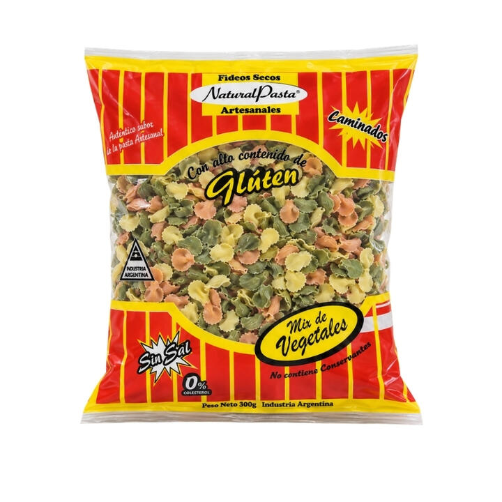 NATURAL PASTA FIDEOS MOÑITOS SOPEROS MIX VEGETAL X 300 GR.