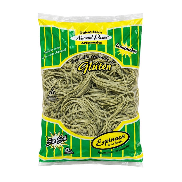NATURAL PASTA FIDEOS TALLARINES DE ESPINACA X 300 GR.